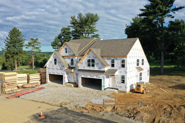 Exterior view of home being built